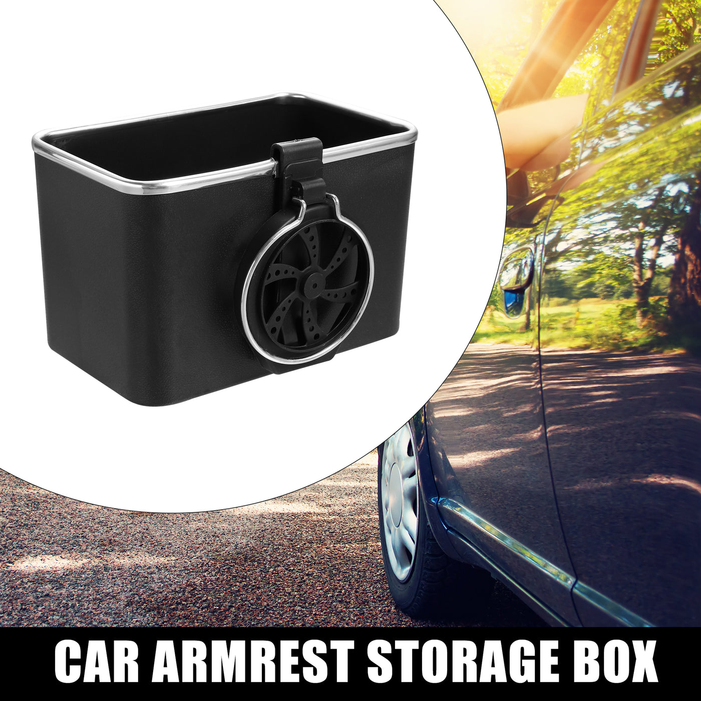 X AUTOHAUX Black Car Armrest Tissue Storage Box with 1 Cup Holder Universal Car Seat Interior Organizer Multifunctional