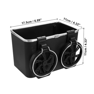 Harfington Black Car Armrest Tissue Storage Box with 2 Cup Holder Universal Car Seat Interior Organizer Multifunctional