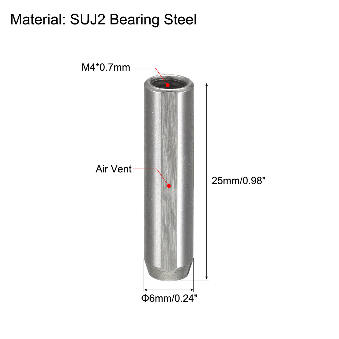 uxcell Uxcell 4 Stück M4 Innengewinde Dübelstift 5x25mm Anfasen Flache Auspuffnut Zylindrische Stiftbett Bücherregal Industriestifte Metall