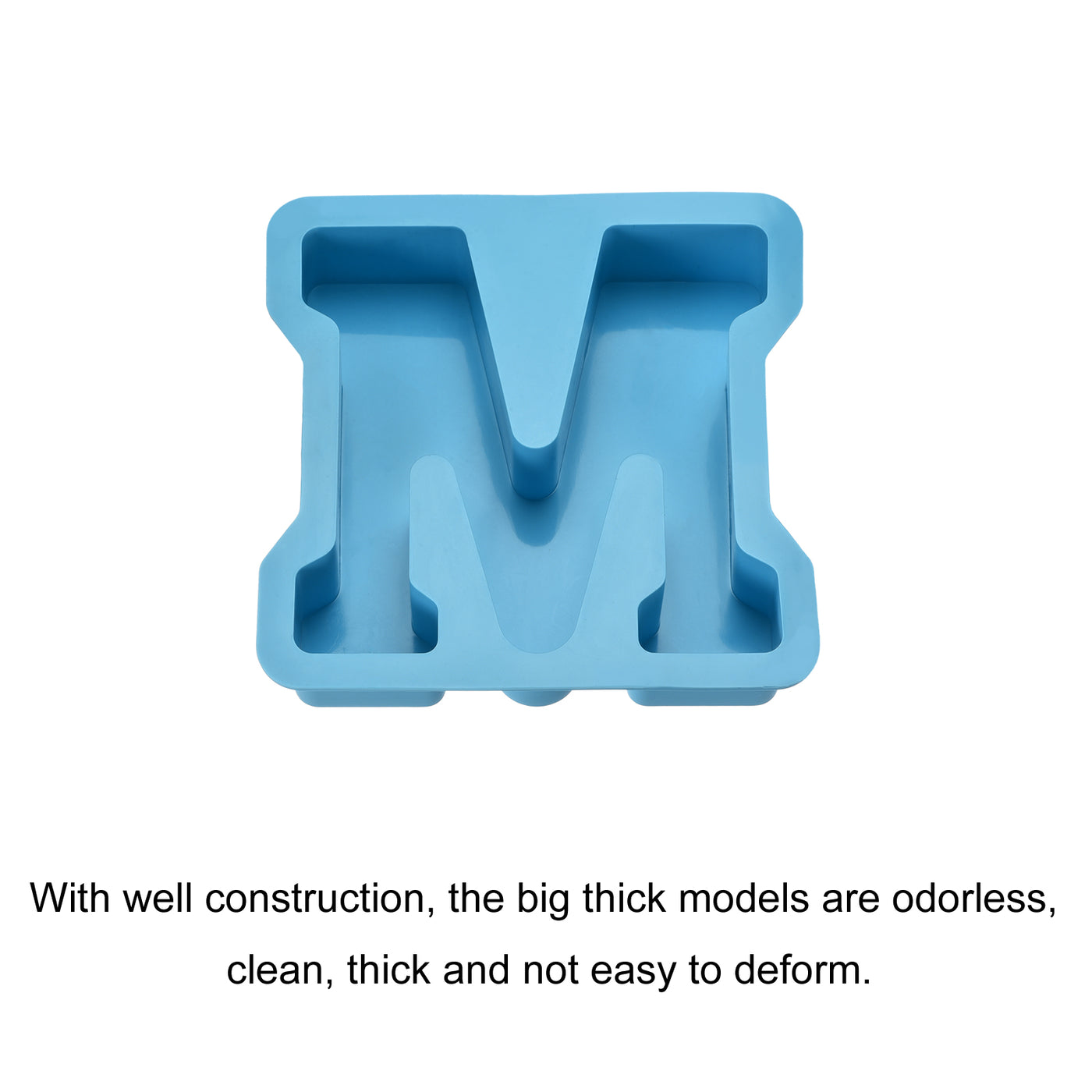 Harfington Silicone Resin Letter Mold 3D Mold for Epoxy Resin Art Large M Blue 4inch