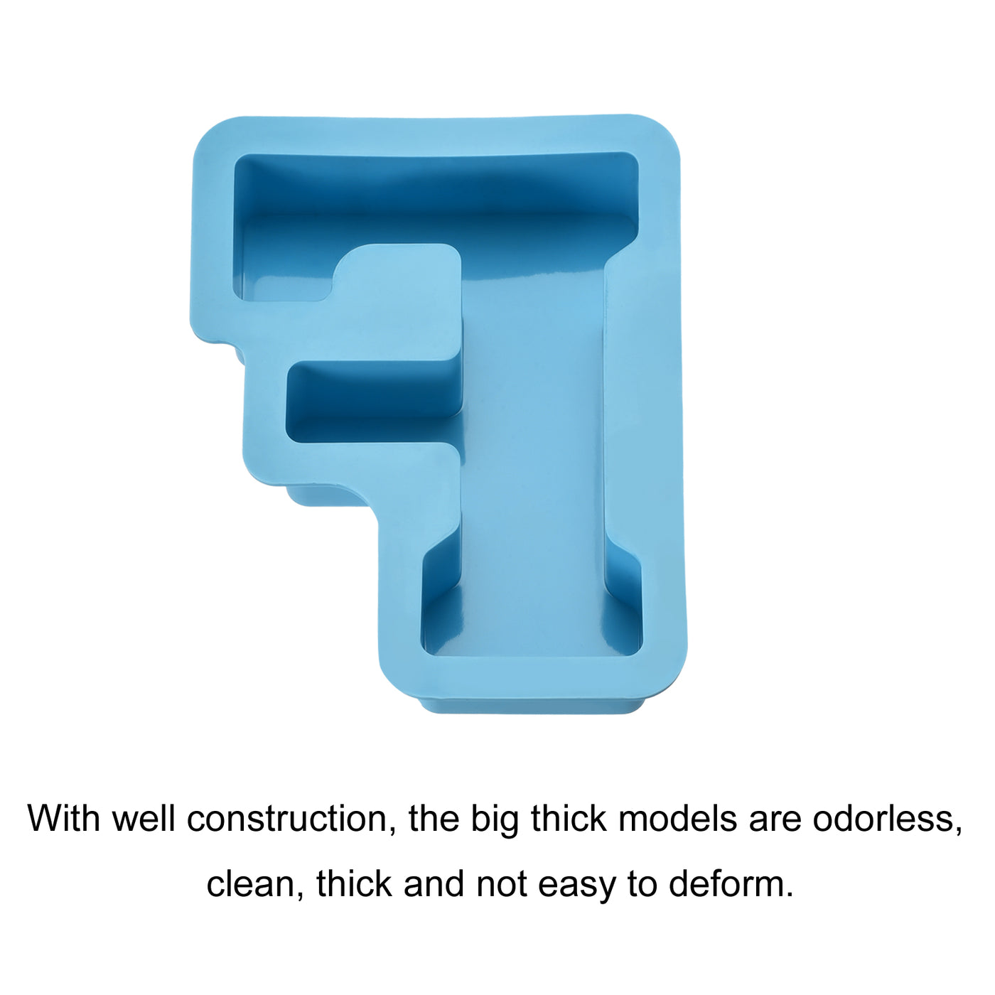 Harfington Silicone Resin Letter Mold 3D Mold for Epoxy Resin Art Large F Blue 6inch