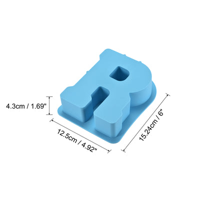 Harfington Silicone Resin Letter Mold 3D Mold for Epoxy Resin Art Large R Blue 6inch