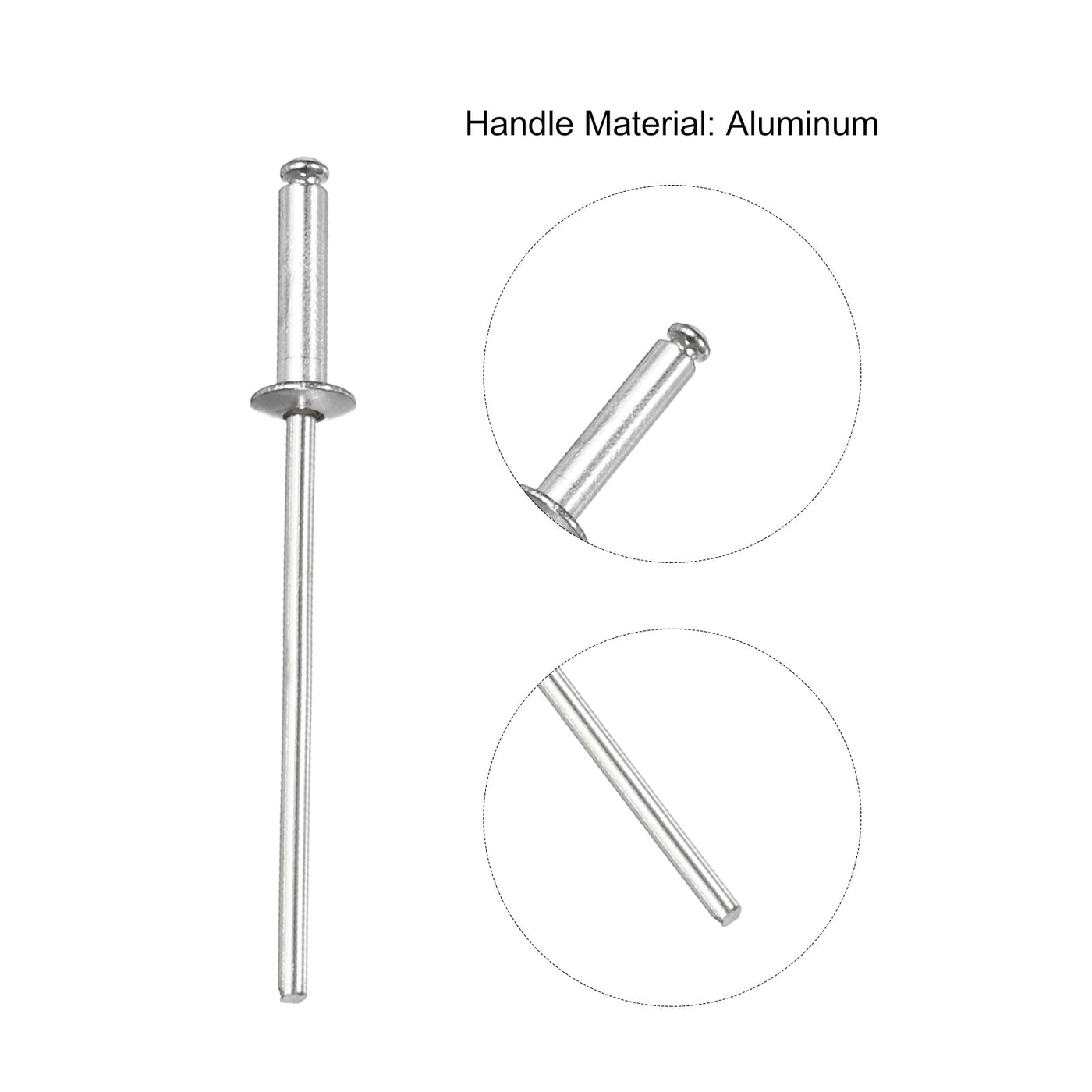 uxcell Uxcell Aluminum  Rivet Open End Flat Round Head 5 Sizes M2.4 Rivets Assortment Set