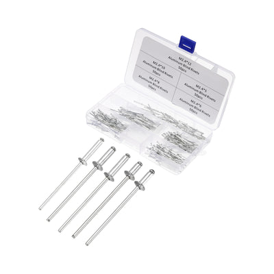 Harfington Uxcell Aluminum  Rivet Open End Flat Round Head 5 Sizes M2.4 Rivets Assortment Set