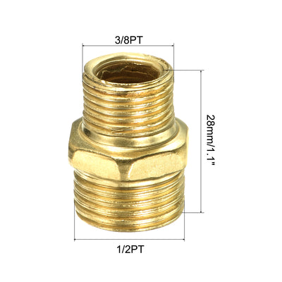 Harfington Rohrfitting 2 × Paket 1/2PT bis 3/8PT Sechskant Adapter für Wasserleitung Gold