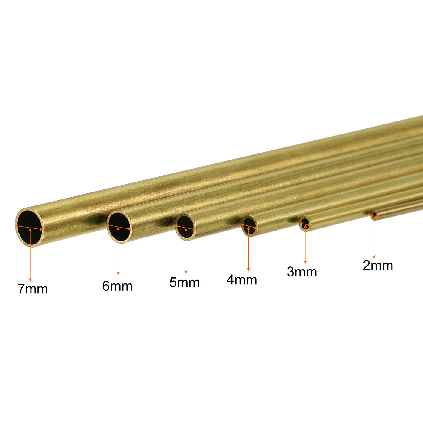 uxcell Uxcell 6 Stück Messingrohr 2mm 3mm 4mm 5mm 6mm 7mm Außendurchmesser x 0,5mm Dicke 200mm Lang