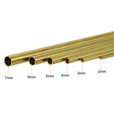 Harfington Uxcell 6 Stück Messingrohr 2mm 3mm 4mm 5mm 6mm 7mm Außendurchmesser x 0,5mm Dicke 200mm Lang