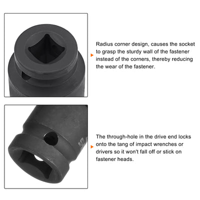 Harfington 14mm Impact Shallow Socket 1/2" Drive CR-MO Steel with 360° Universal Joint