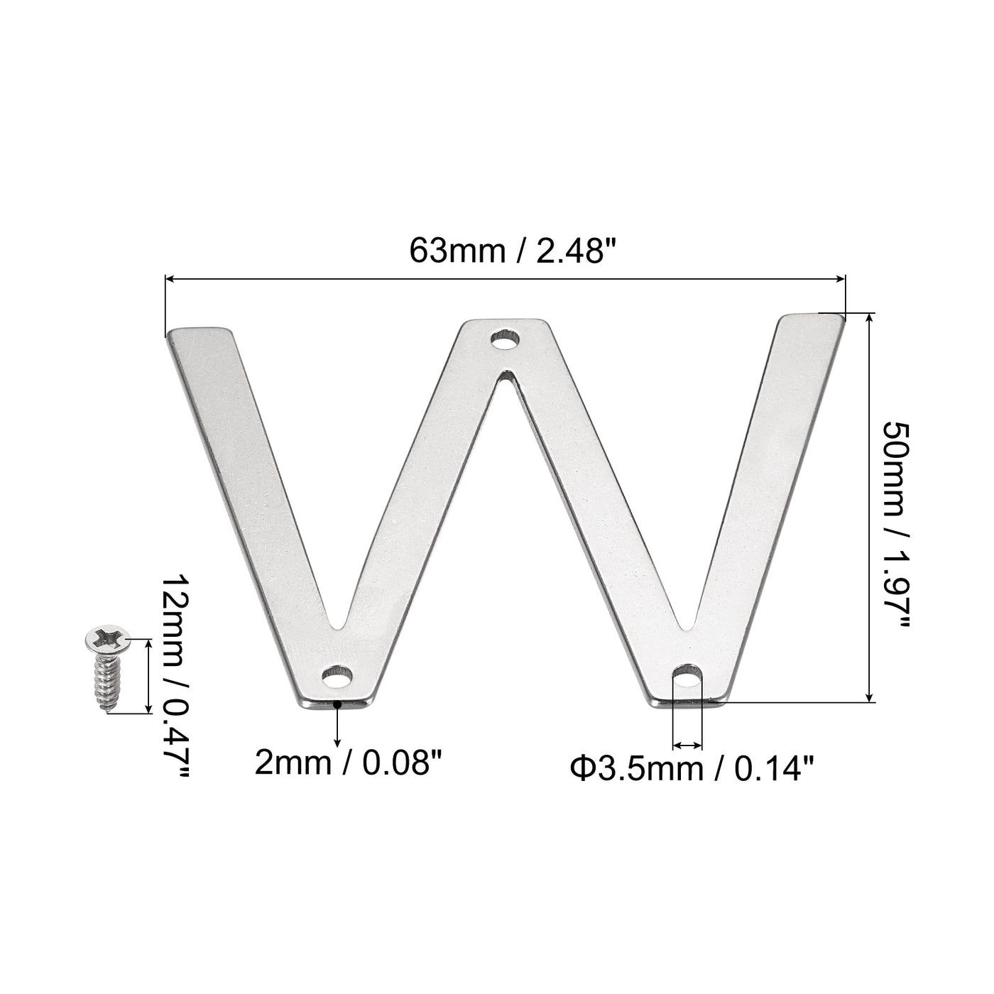 uxcell Uxcell 1.97 Inch Stainless Steel House Letter W for Mailbox Hotel Address Door Sign