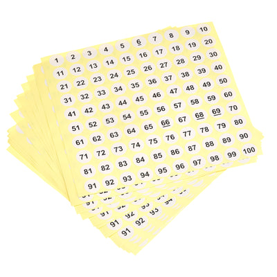 Harfington 1 to 100 Number Stickers Number Label Self Adhesive Marked Sticker 15mm/0.6" for Classification, Pack of 25