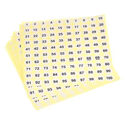 Harfington 1 to 100 Number Stickers Number Label Self Adhesive Marked Sticker 20mm/0.8" for Classification, Pack of 10