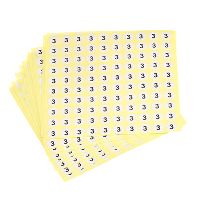 Harfington 3 Number Stickers Number Label Self Adhesive Marked Sticker 10mm/0.4" for Classification, Pack of 15