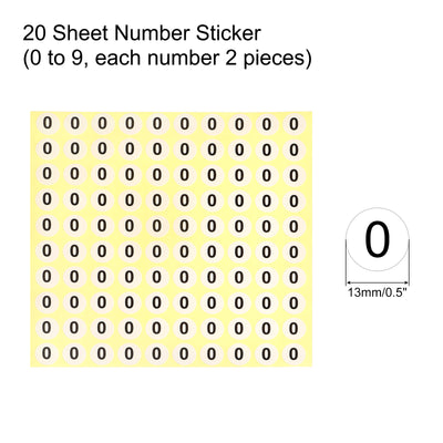 Harfington 0 to 9 Number Stickers Number Label Self Adhesive Marked Sticker 13mm/0.5" for Classification, Pack of 20