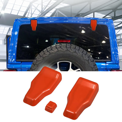 Harfington 3pcs Rear Tail Door Window Hinge Rain Wiper Nozzle Cover Trim Orange for Jeep Wrangler JL JLU Sports 2018-2022