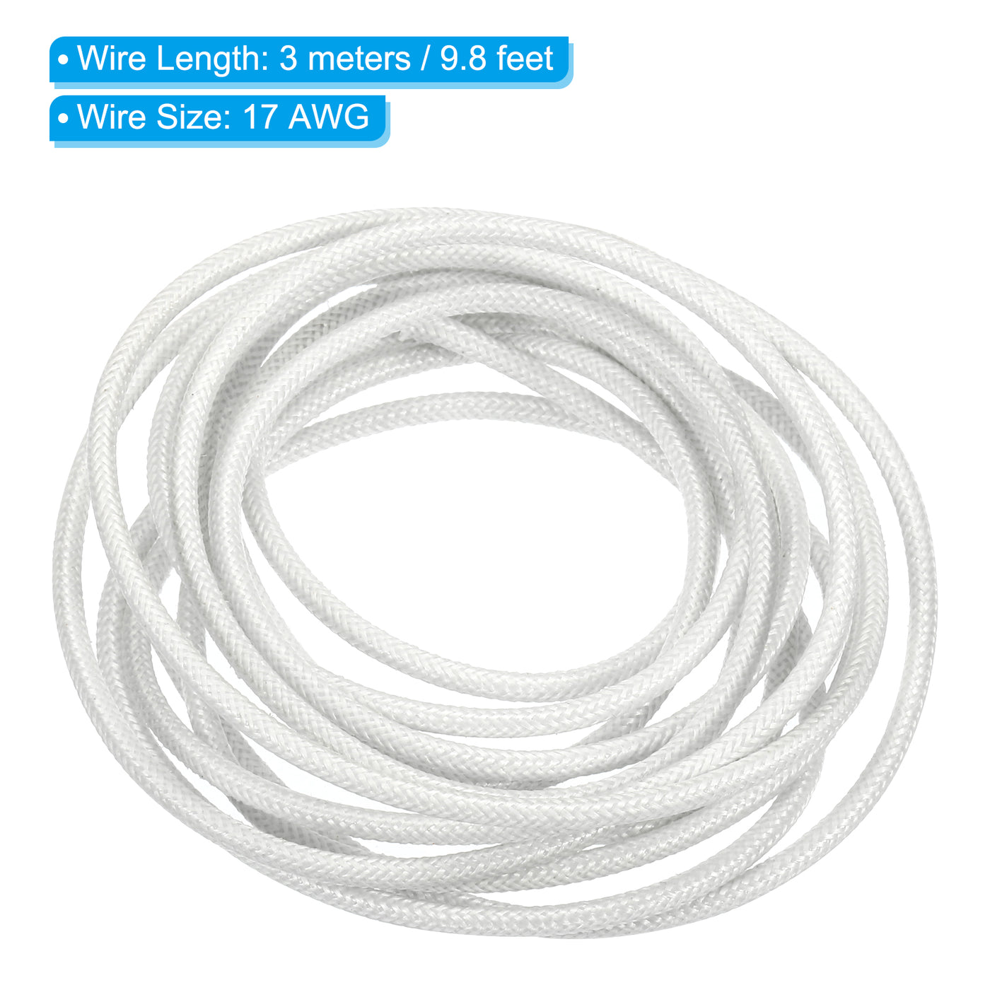 Harfington 9.8Ft 17AWG Electronic Wire, -30 to 200 Degree Celsius Insulated High Temperature Resistant Electrical Flexible Silicone Cable, White