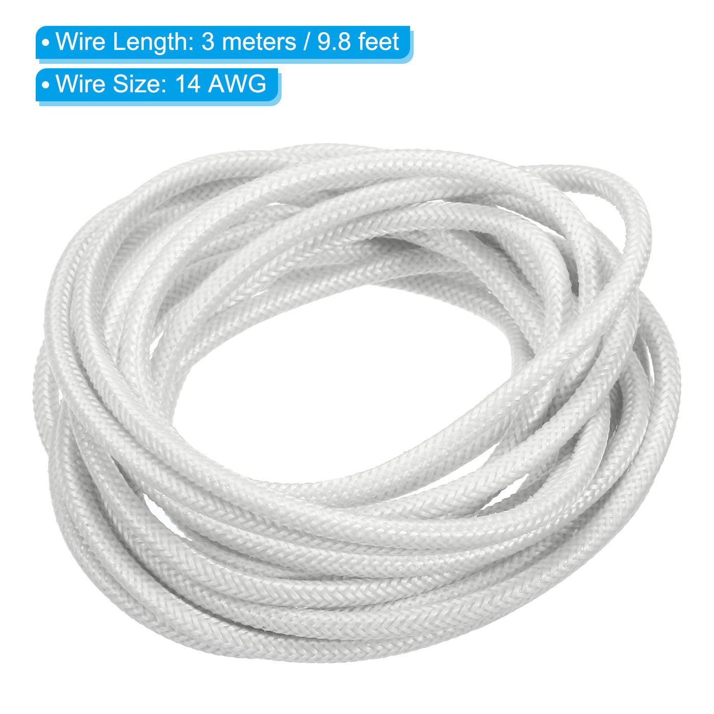 Harfington 9.8Ft 14AWG Electronic Wire, -30 to 200 Degree Celsius Insulated High Temperature Resistant Electrical Flexible Silicone Cable, White