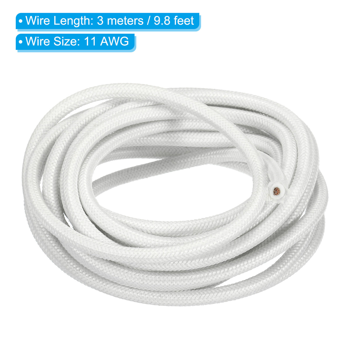 Harfington 9.8Ft 11AWG Electronic Wire, -30 to 200 Degree Celsius Insulated High Temperature Resistant Electrical Flexible Silicone Cable, White