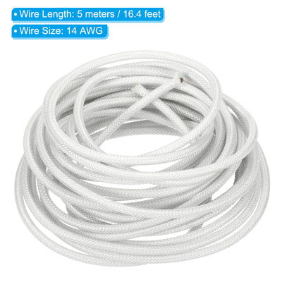 Harfington 16.4Ft 14AWG Electronic Wire, -30 to 200 Degree Celsius Insulated High Temperature Resistant Electrical Flexible Silicone Cable, White