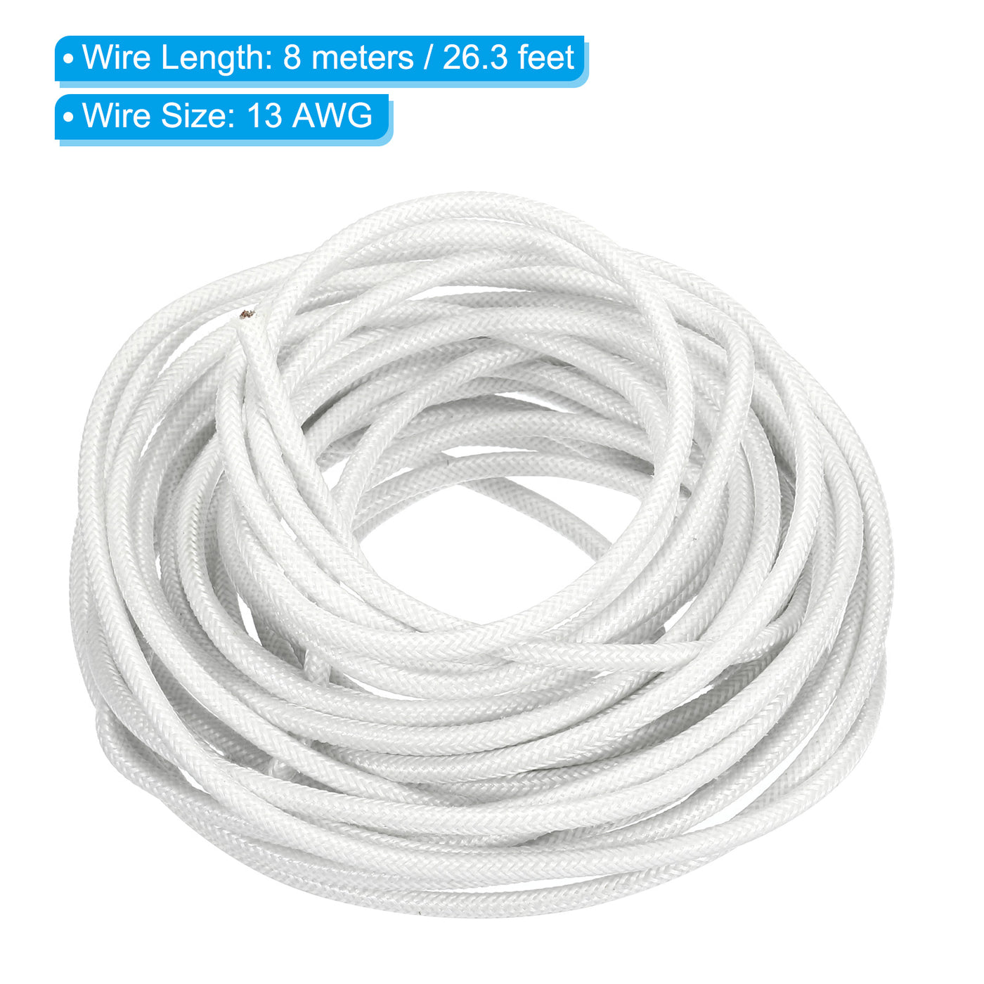 Harfington 26.3Ft 13AWG Electronic Wire, -30 to 200 Degree Celsius Insulated High Temperature Resistant Electrical Flexible Silicone Cable, White