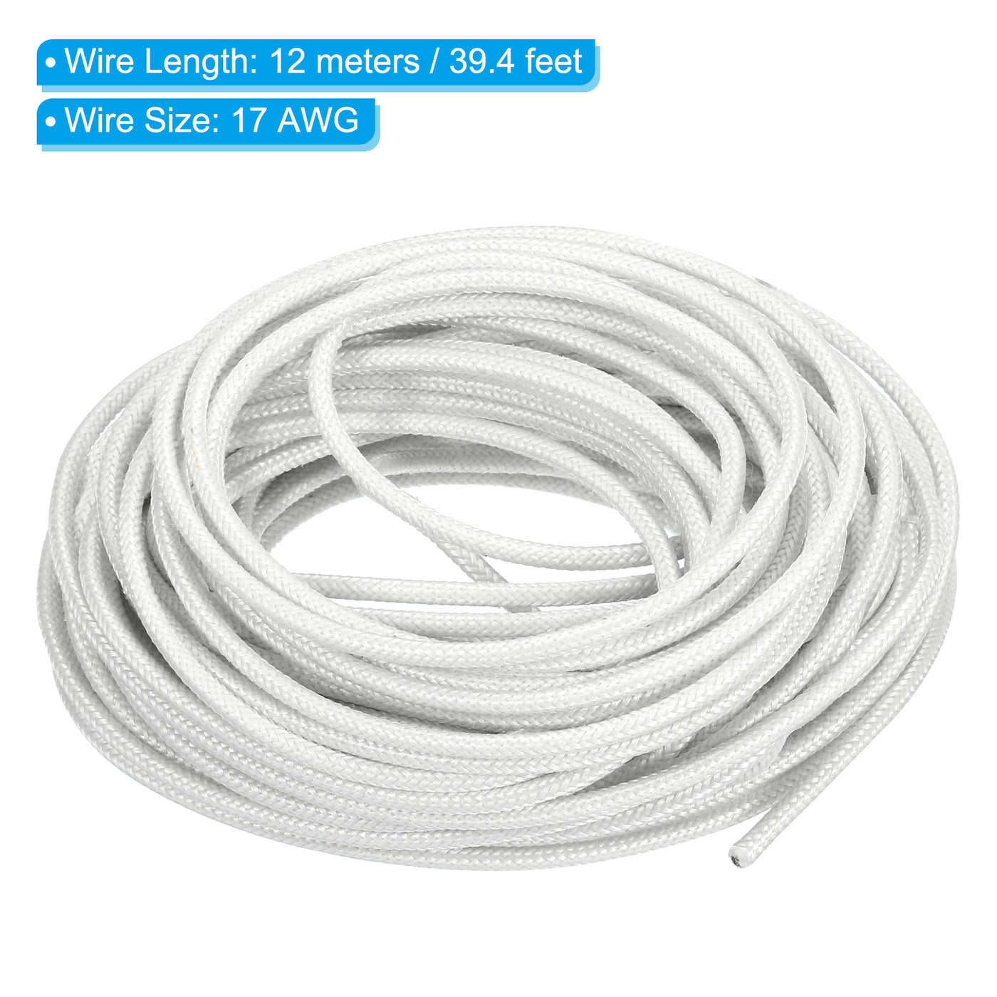 Harfington 39.4Ft 17AWG Electronic Wire, -30 to 200 Degree Celsius Insulated High Temperature Resistant Electrical Flexible Silicone Cable, White