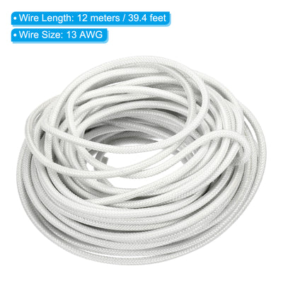 Harfington 39.4Ft 13AWG Electronic Wire, -30 to 200 Degree Celsius Insulated High Temperature Resistant Electrical Flexible Silicone Cable, White