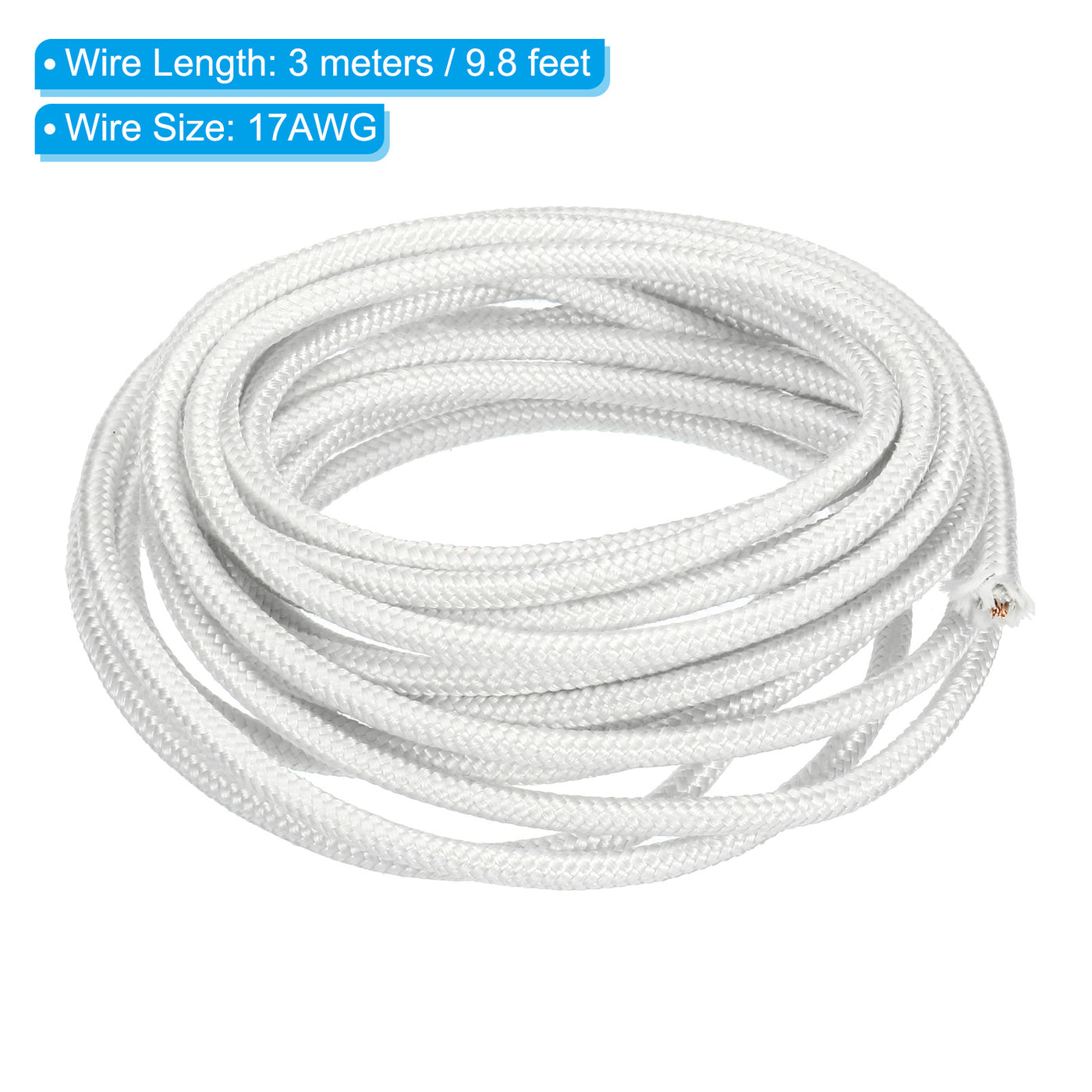 Harfington 9.8 Feet 17AWG Electronic Wire, Insulated High Temperature Resistant Electrical Flexible Mica Cable for Lamp Boiler Heater, White