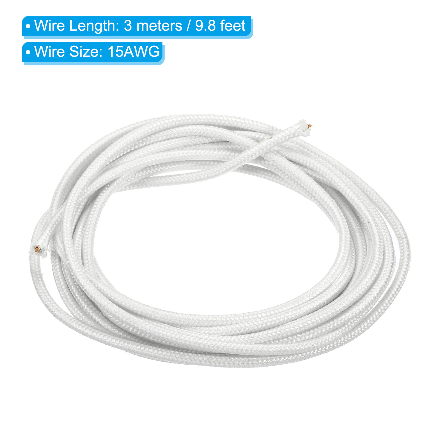 Harfington 9.8 Feet 15AWG Electronic Wire, Insulated High Temperature Resistant Electrical Flexible Mica Cable for Lamp Boiler Heater, White