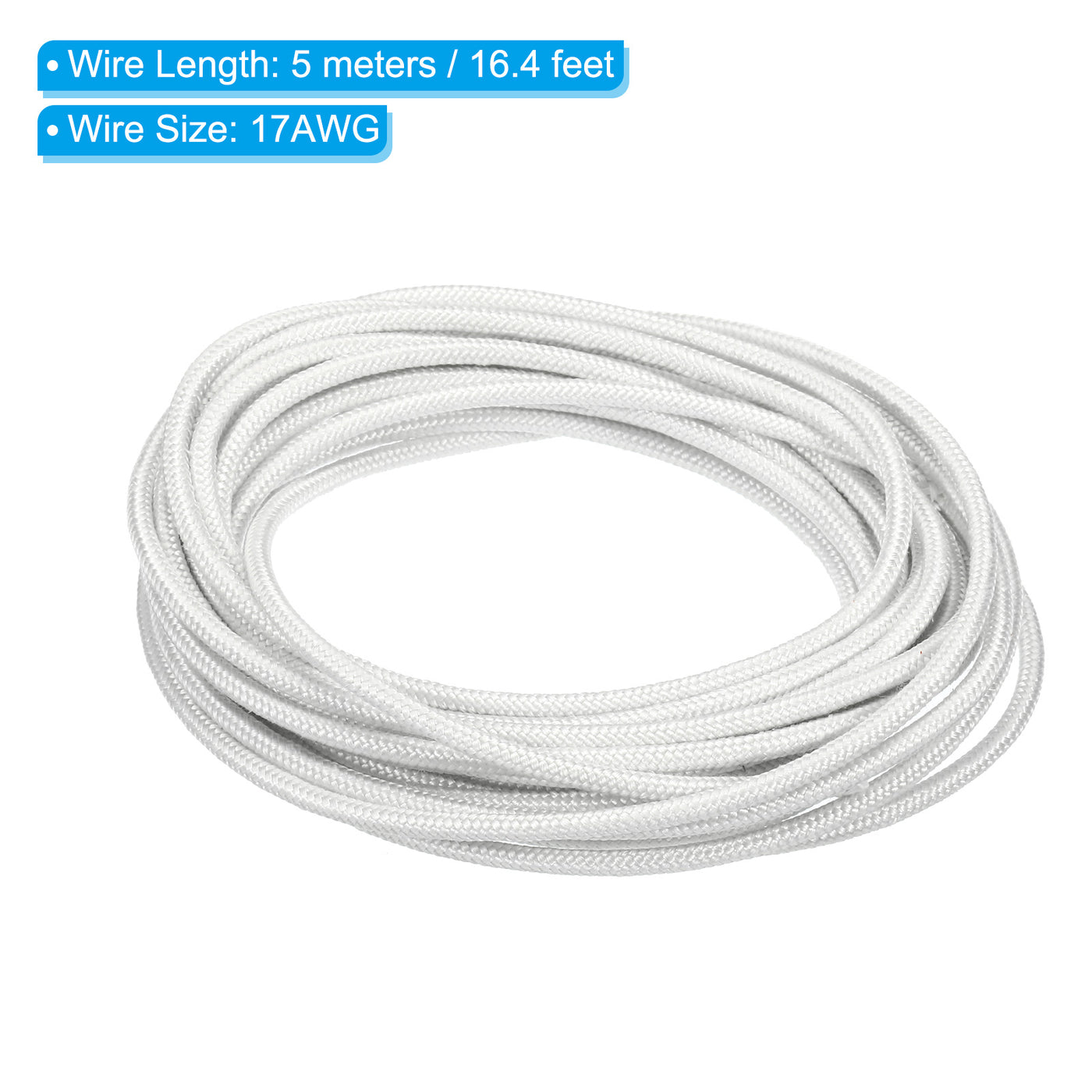 Harfington 16.4 Feet 17AWG Electronic Wire, Insulated High Temperature Resistant Electrical Flexible Mica Cable for Lamp Boiler Heater, White