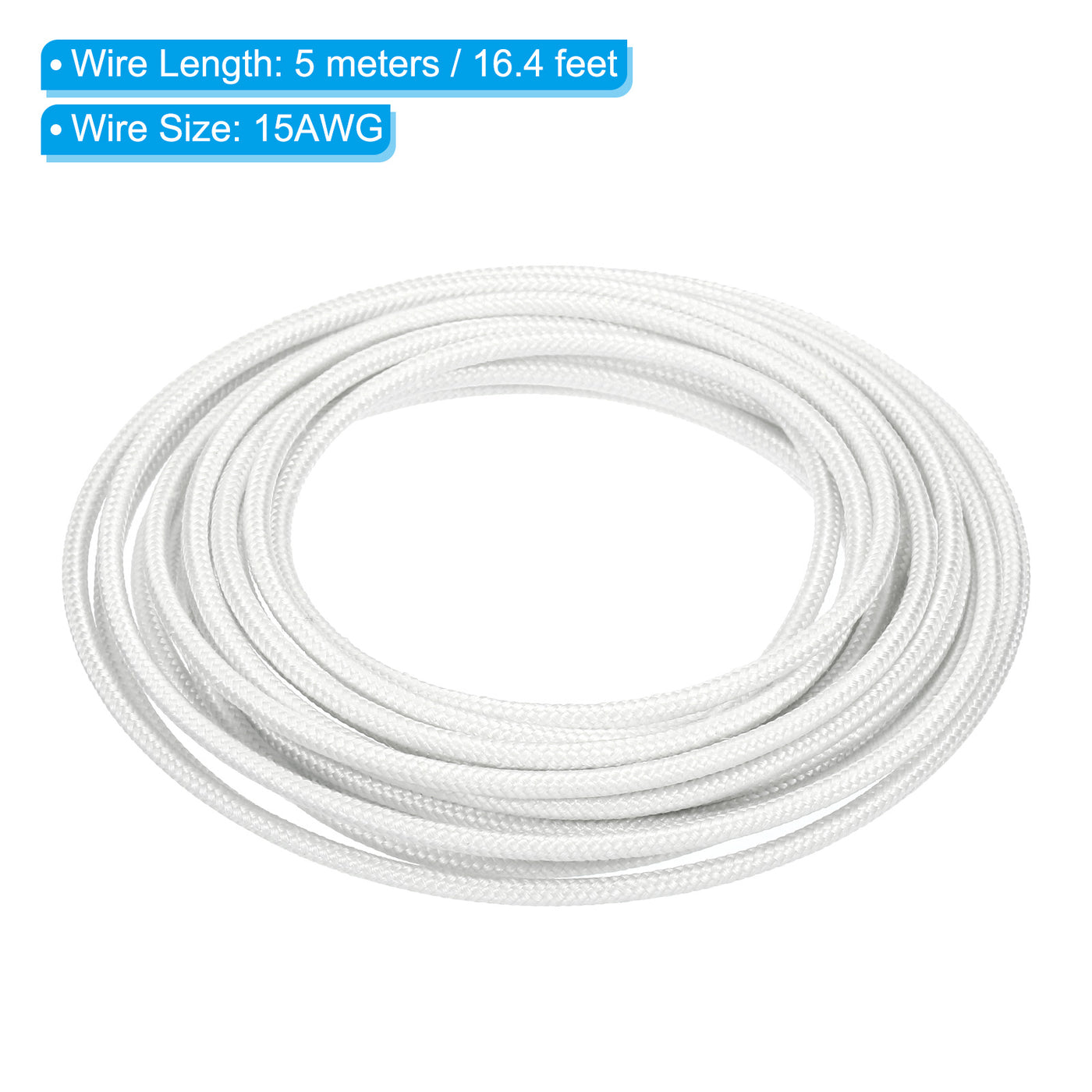 Harfington 16.4 Feet 15AWG Electronic Wire, Insulated High Temperature Resistant Electrical Flexible Mica Cable for Lamp Boiler Heater, White