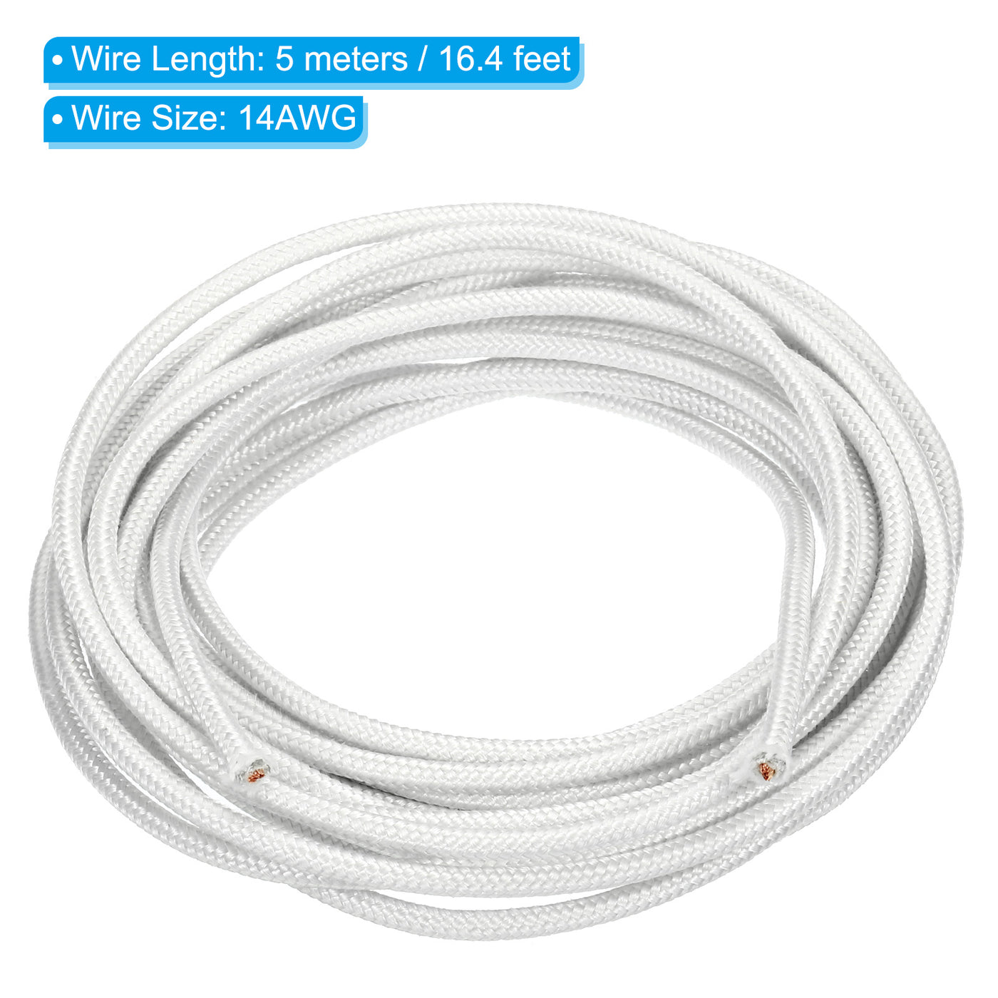 Harfington 16.4 Feet 14AWG Electronic Wire, Insulated High Temperature Resistant Electrical Flexible Mica Cable for Lamp Boiler Heater, White