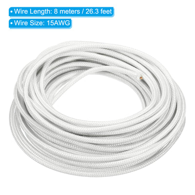 Harfington 26.3 Feet 15AWG Electronic Wire, Insulated High Temperature Resistant Electrical Flexible Mica Cable for Lamp Boiler Heater, White