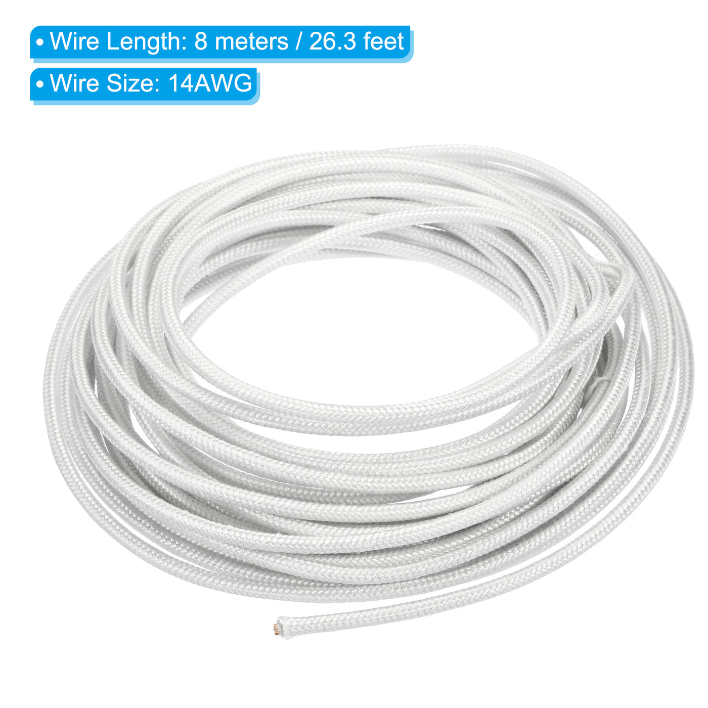 Harfington 26.3 Feet 14AWG Electronic Wire, Insulated High Temperature Resistant Electrical Flexible Mica Cable for Lamp Boiler Heater, White