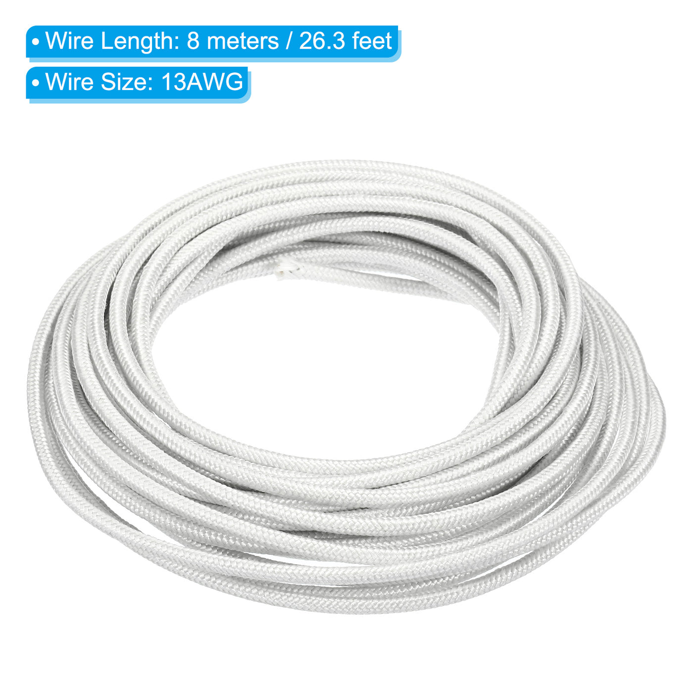 Harfington 26.3 Feet 13AWG Electronic Wire, Insulated High Temperature Resistant Electrical Flexible Mica Cable for Lamp Boiler Heater, White