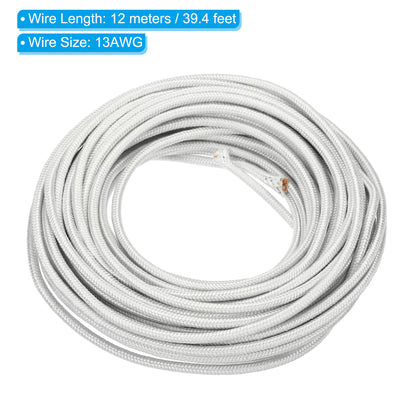 Harfington 39.4 Feet 13AWG Electronic Wire, Insulated High Temperature Resistant Electrical Flexible Mica Cable for Lamp Boiler Heater, White