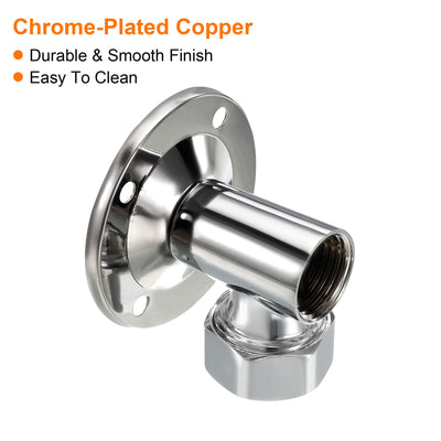 Harfington 1.8" Shower Diverter Fitting, Copper Chromed Hose Fitting Adapter for Bathroom Toilet Sprayer Faucet Valve Connection, Silver