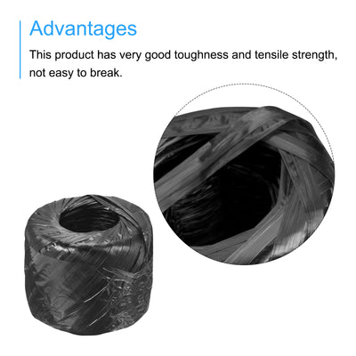 Harfington Polyester Nylon Plastic Rope Twine Bundled for Packing ,100m Black 2Pcs