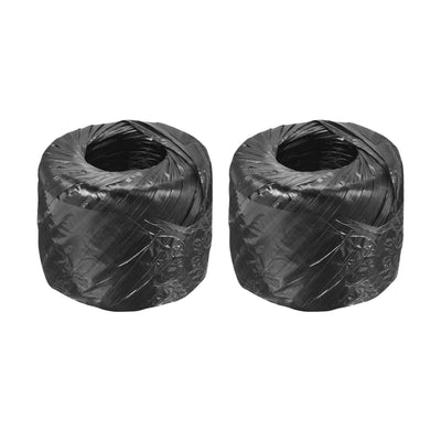 Harfington Polyester Nylon Plastic Rope Twine Bundled for Packing ,150m Black 2Pcs