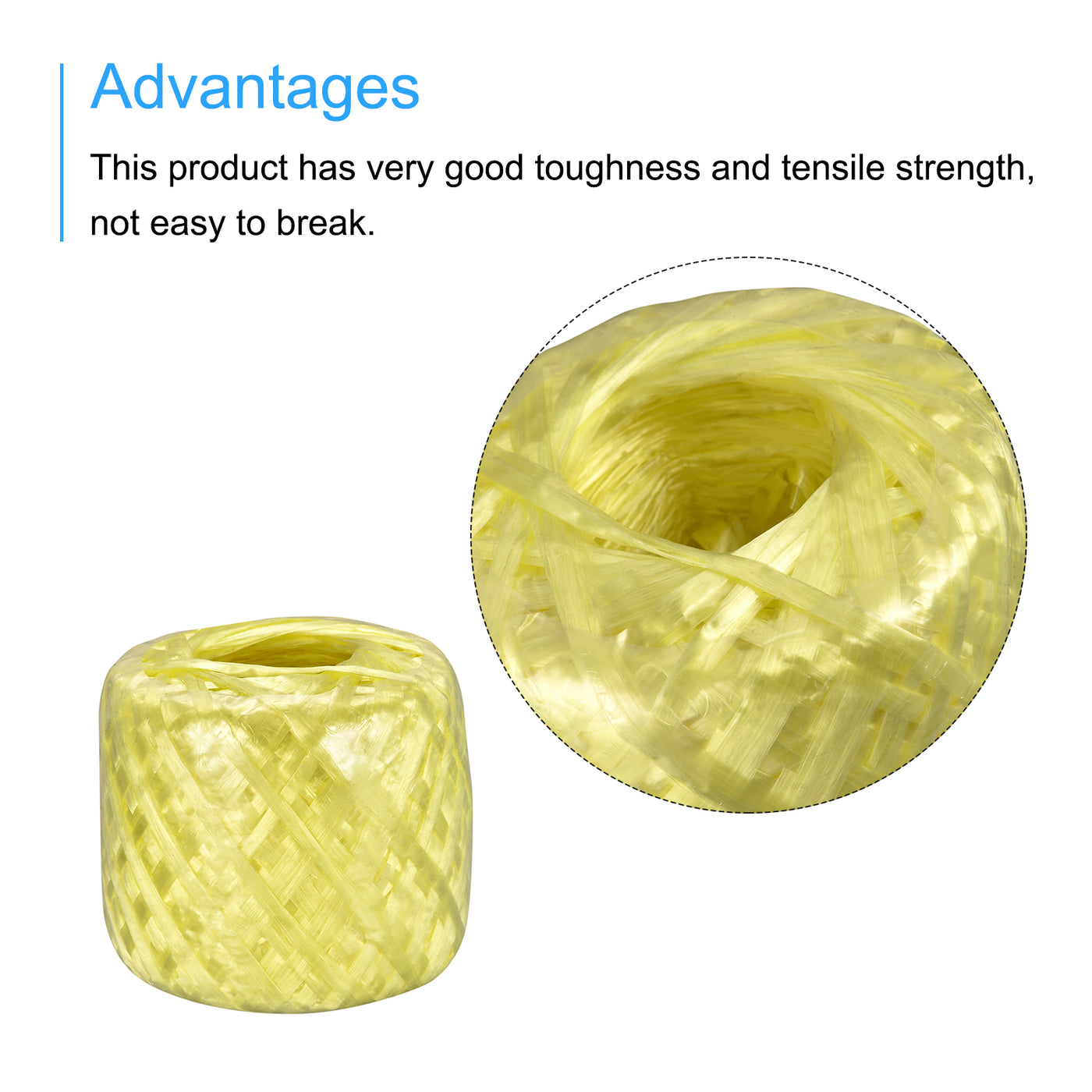 Harfington Polyester Nylon Plastic Rope Twine Bundled for Packing ,200m Yellow 1Pcs