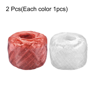 Harfington Polyester Nylon Plastic Rope Twine Bundled for Packing ,350m Red,White 2Pcs