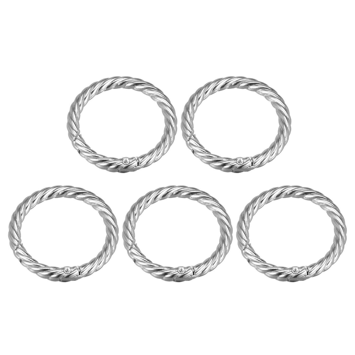 uxcell Uxcell 5 Stück Geldbörsenriemenringe 42 mm Metall-O-Ringe, runde Schnappschnallen für Taschen, Basteln, Schlüsselanhänger, DIY-Zubehör, Hakenclip, Silber Farbton