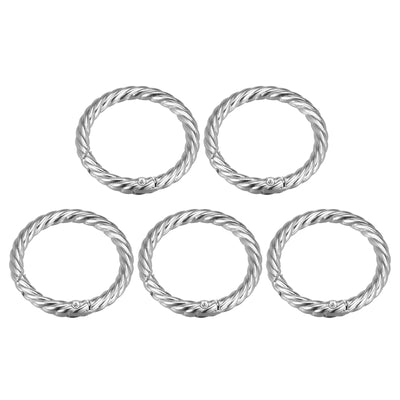 Harfington Uxcell 5 Stück Geldbörsenriemenringe 42 mm Metall-O-Ringe, runde Schnappschnallen für Taschen, Basteln, Schlüsselanhänger, DIY-Zubehör, Hakenclip, Silber Farbton