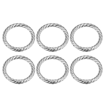 Harfington Uxcell Spring O Ring Buckles Clips, 6Pcs 42mm Spring Snap Clip Hook for DIY Bag, Silver