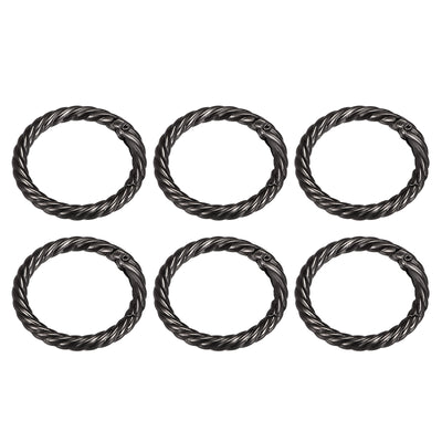 Harfington Uxcell Spring O Ring Buckles Clips, 6Pcs 42mm Spring Snap Clip Hook for DIY Bag, Black