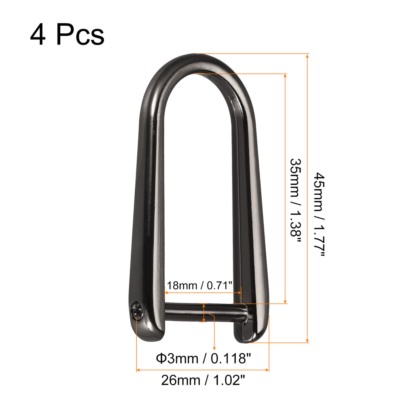 uxcell Uxcell D-Rings Screw in Shackle, 4Pcs 45mm Horseshoe U Shape D Ring for Bag DIY, Black