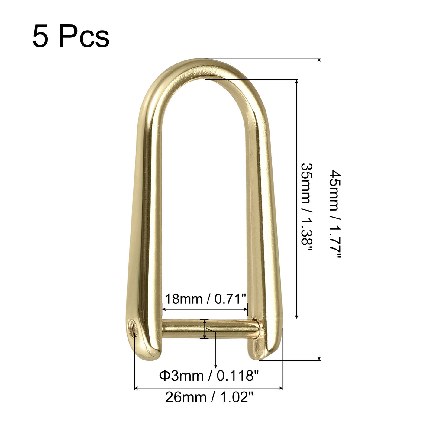 uxcell Uxcell D-Rings Screw in Shackle, 5Pcs 45mm Horseshoe U Shape D Ring for Bag DIY, Gold