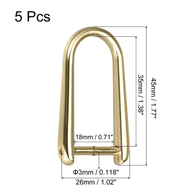 Harfington Uxcell D-Rings Screw in Shackle, 5Pcs 45mm Horseshoe U Shape D Ring for Bag DIY, Gold