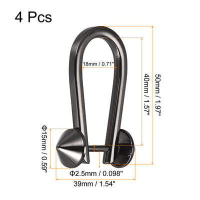 Harfington Uxcell D-Rings Screw in Shackle, 4Pcs 50mm Horseshoe U Shape D Ring for Bags DIY, Black