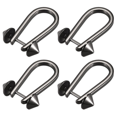 Harfington Uxcell D-Rings Screw in Shackle, 4Pcs 50mm Horseshoe U Shape D Ring for Bags DIY, Black