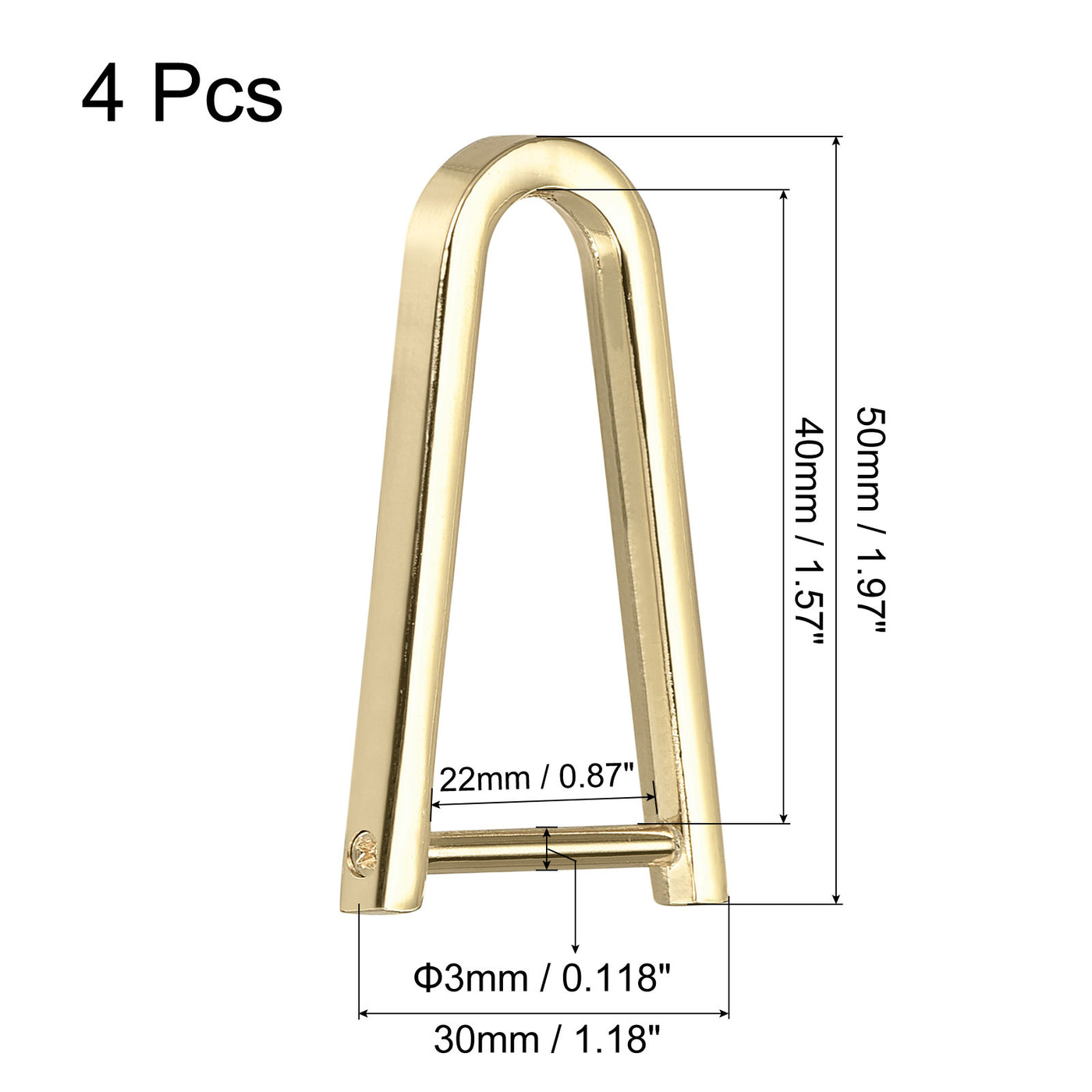 uxcell Uxcell D-Rings Screw in Shackle, 4Pcs 50mm Horseshoe U Shape D Ring for Bag DIY, Gold