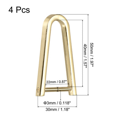 Harfington Uxcell D-Rings Screw in Shackle, 4Pcs 50mm Horseshoe U Shape D Ring for Bag DIY, Gold